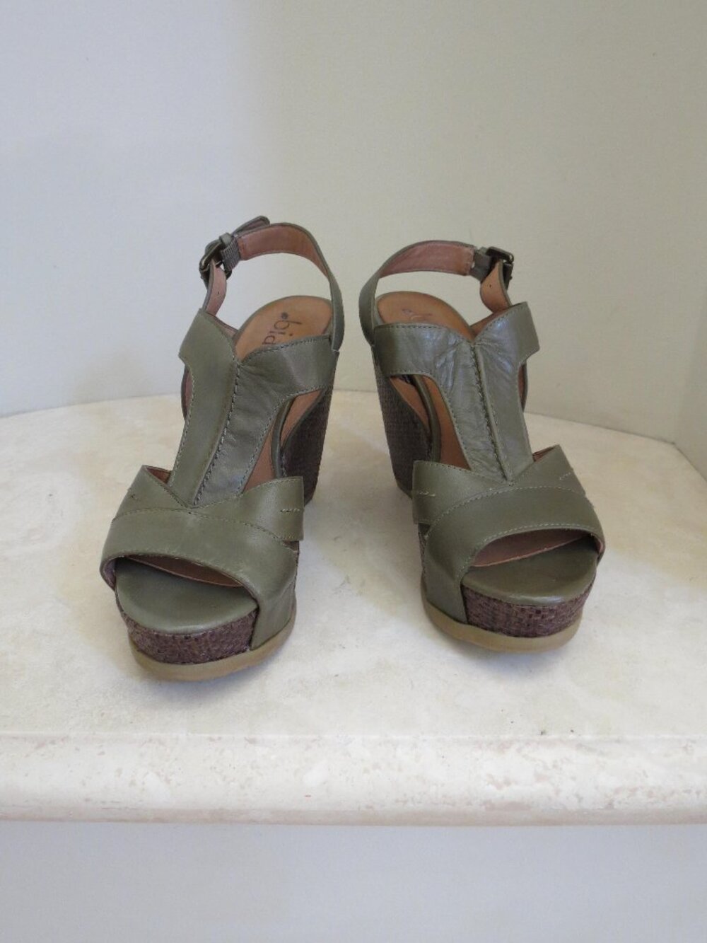 BIALA OLIVE GREEN PLATFORM SANDALS, 37M